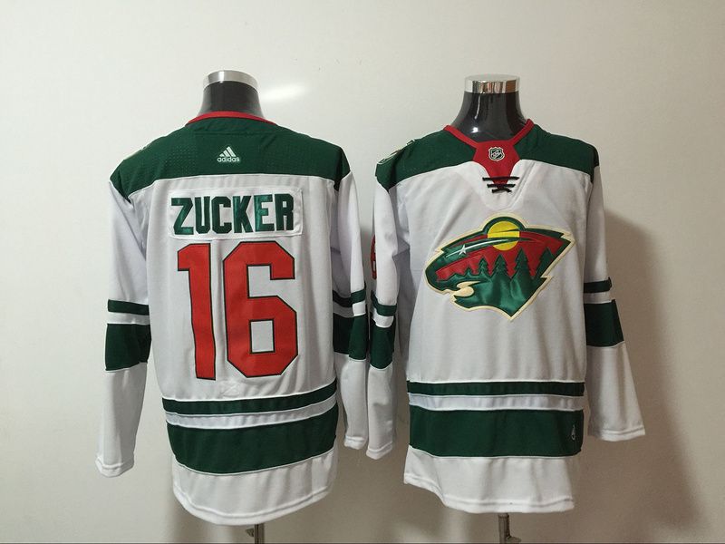 Men Minnesota Wild 16 Zucker White Hockey Stitched Adidas NHL Jerseys